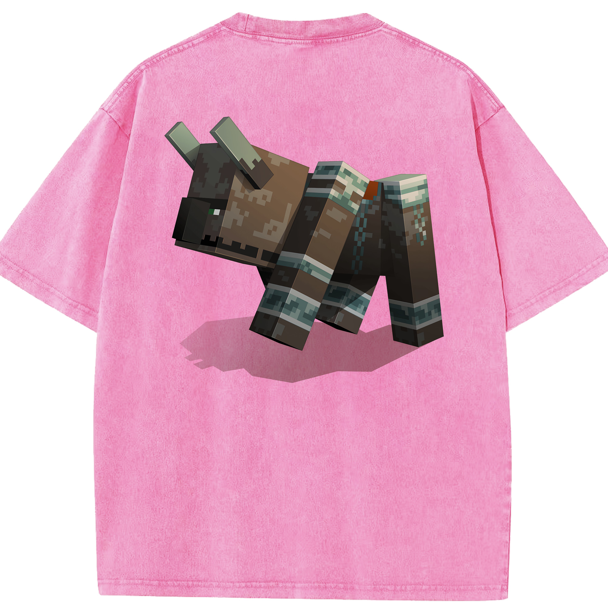（画像用） マインクラフト ブロックの世界 Minecraft MC Block world 綿100% ヴィンテージ風 半袖Tシャツ（背面プリント）